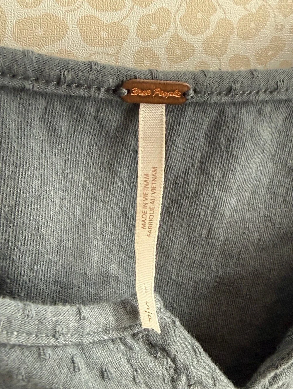 Free People Brunch Date Metal Stiletto Crop Gray Henley - Size - Small